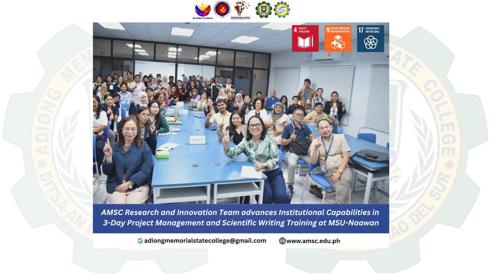 AMSC Research and Innovation Team advances Institutional Capabilities in 3-Day Project Management and Scientific Writing Training at MSU-Naawan